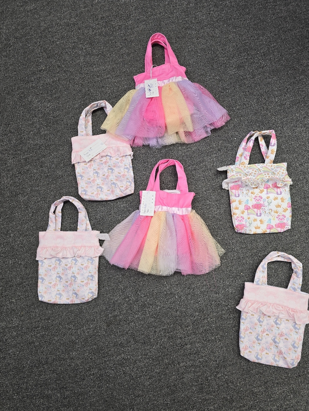 Charming Pink and Multicolor Kids Tote Bag Set